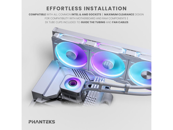 Phanteks Glacier One 420D30 X2 AIO Liquid CPU Cooler, Evolv X2 Aluminum Cap