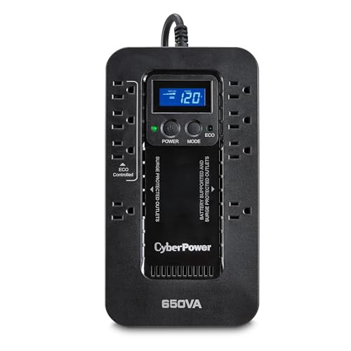 CYBERPOWER EC650LCD ECOLOGIC BATTERY BACKUP & SURGE PROTECTOR UPS SYSTEM