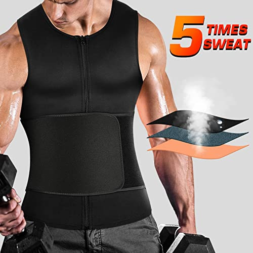 Cimkiz Men's Waist Trainer Sauna Suit Shirt, Gym & Exercise Compression Vest