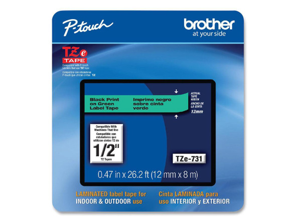 Brother P-touch TZe-731CS Laminated Label Maker Tape 1/2" x 26-2/10' Black on