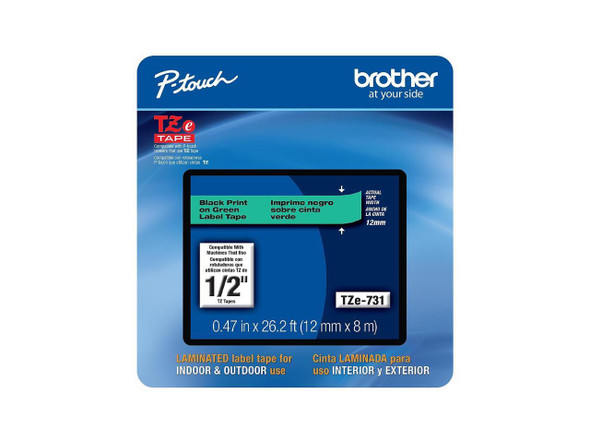 Brother P-touch TZe-731CS Laminated Label Maker Tape 1/2" x 26-2/10' Black on