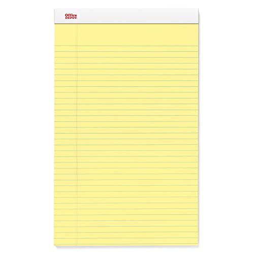 OFFICE DEPOT WRITING PADS, LEGAL/WIDE RULED, 50 SHEETS, 12 PADS - CANARY New