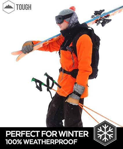 TOUGH OUTDOORS SKI & SNOW GLOVES - COLD WEATHER WATERPROOF - SMALL - GRAY/BROWN New