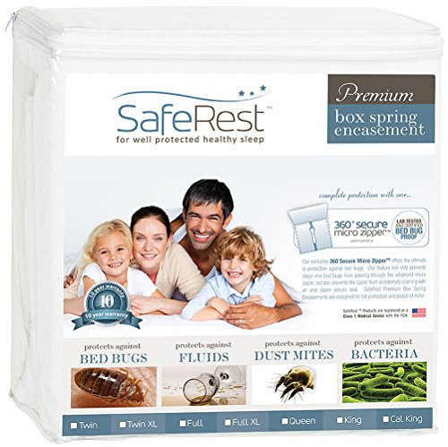 SAFEREST PREMIUM BOX SPRING ENCASEMENT QUEEN SPRING MATTRESS - WHITE New