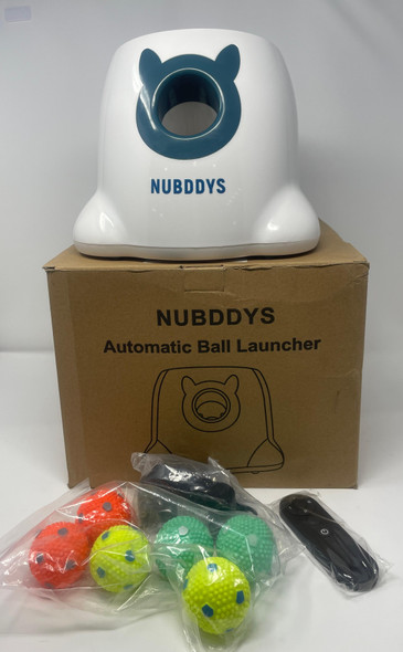 NUBDDYS AUTOMATIC DOG BALL LAUNCHER FETCH SMALL TO MEDIUM - WHITE/DARK GREEN