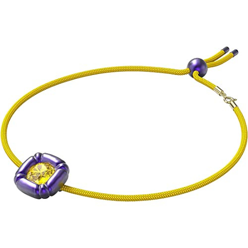 SWAROVSKI DULCIS NECKLACE WITH YELLOW CRYSTAL IN PURPLE MOLDED SETTING
