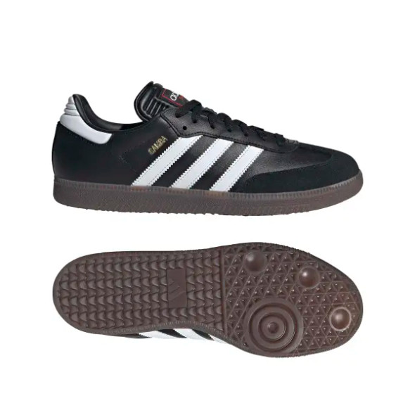 ADIDAS SAMBA LEATHER TRAINERS JUNIORS - SIZE: MEN 5.5 - BLACK/WHITE/BLACK New