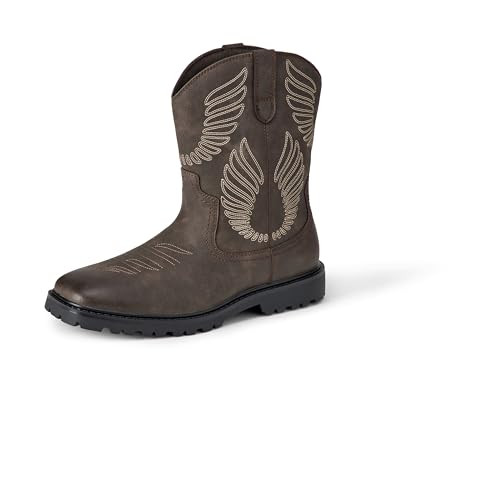 AMAZON ESSENTIALS MEN'S SQUARE TOE WESTERN COWBOY BOOTS BROWN SIZE 12 New