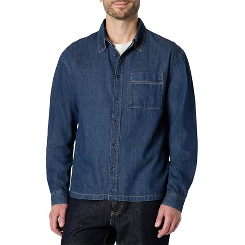 AMAZON ESSENTIALS MEN'S MODERN OVERSIZED-FIT DENIM BUTTON-DOWN SHIRT MEN L New