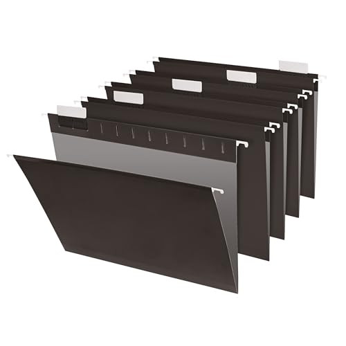 OFFICE DEPOT HANGING FILE FOLDERS 1/5-CUT LETTER SIZE PACK OF 25 FOLDERS BLACK New