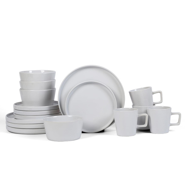 Stone Lain Celina Modern Stoneware 16-Piece Dinnerware Set - Glossy White