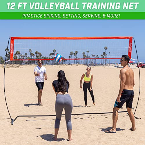 GOSPORTS FREESTANDING VOLLEYBALL TRAINING NET - 12 FT INDOOR OUR OUTDOOR USE