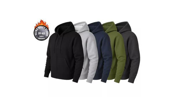 BLUE ICE SUPER HEAVYWEIGHT FLEECE LINED FULL-ZIP HOODIE SIZE: 2XL - LIGHT BROWN New