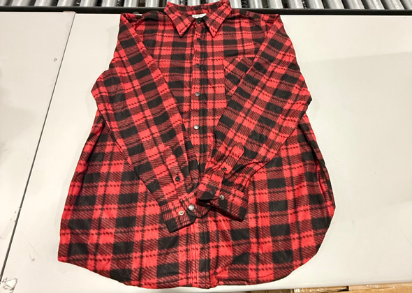 CENTRO MEN'S PLAID FLANNEL LONG SLEEVE SHIRT - SIZE: MEN XL - RED BLACK New