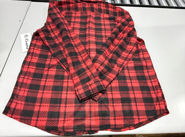 CENTRO MEN'S PLAID FLANNEL LONG SLEEVE SHIRT - SIZE: MEN XL - RED BLACK New