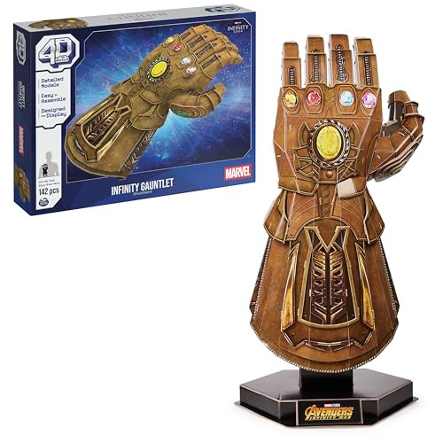 4D Build Marvel Infinity Gauntlet 3D Puzzle Model Kit with Stand 142 Pcs New