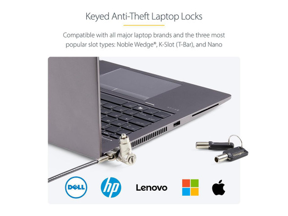 StarTech 25-Pack Universal Laptop Lock 6.6ft (2m), Master Keyed Locking Cable