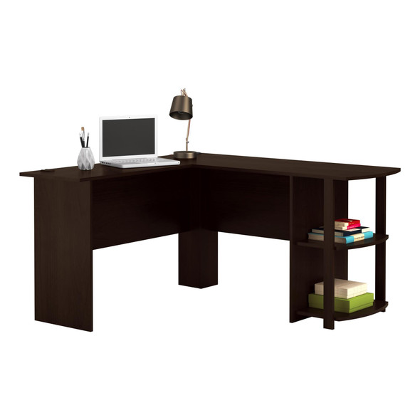 AMERIWOOD HOME DAKOTA L-SHAPED DESK WITH BOOKSHELVES 9354303PCOM - ESPRESSO