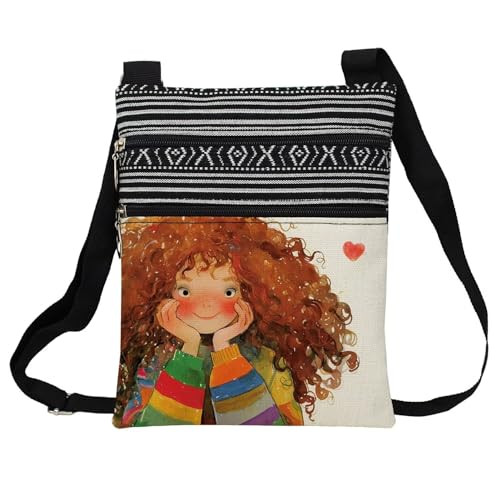 LIUENMGG CARTOON CURLY-HAIRED BLONDE LADY CROSSBODY BAG - CURLY HAIR LADY 01
