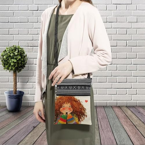 LIUENMGG CARTOON CURLY-HAIRED BLONDE LADY CROSSBODY BAG - CURLY HAIR LADY 01