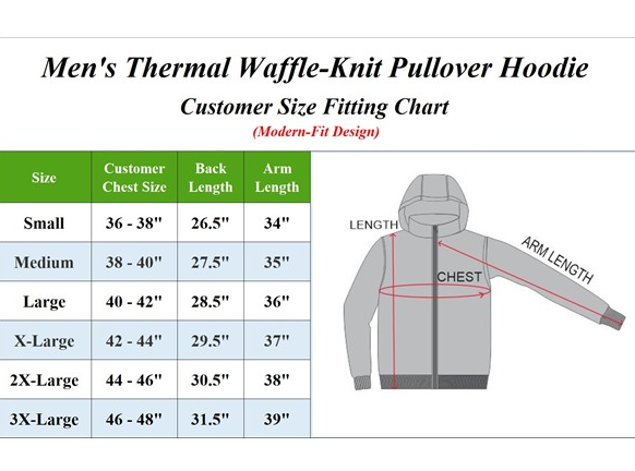 BLUE ICE 5-PACK MEN'S WAFFLE-KNIT PULLOVER HOODIE 2XL BLK/GRY/NATURAL/NVY/OLIVE