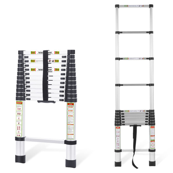 RIKADE Telescoping Ladder, 12.5FT Aluminum with Non-Slip,330lb Capacity