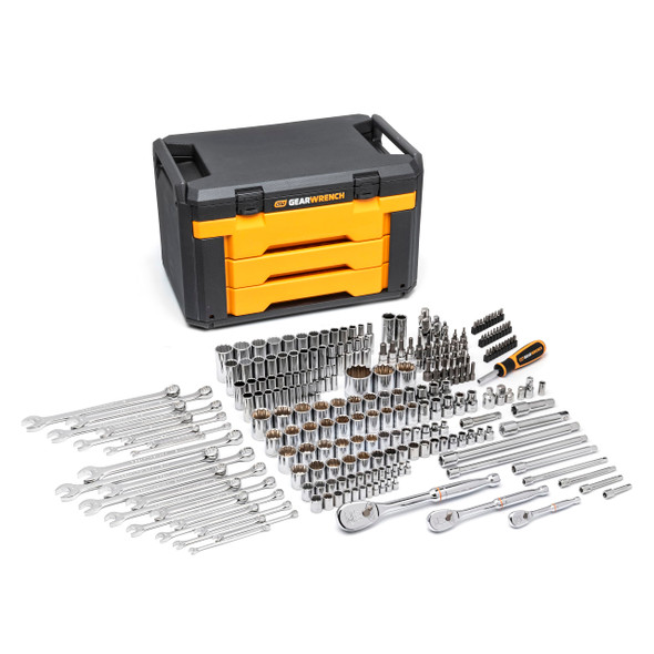 GEARWRENCH 243 PC 12 PT MECHANICS TOOL SET 3 DRAWER STORAGE BOX 80972 -MULTI