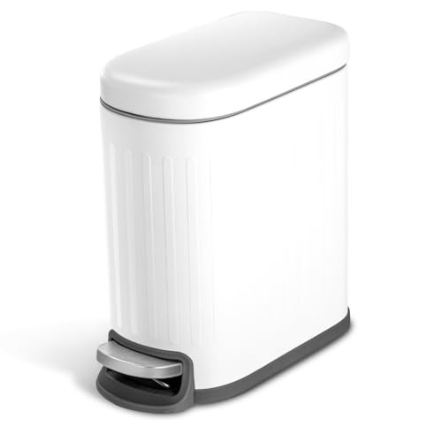Home Zone Living 1.3 Gallon Small Bathroom Trash Can with Lid