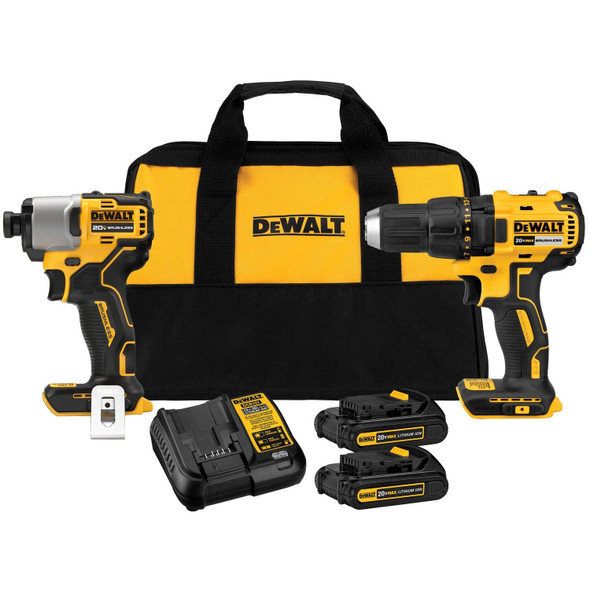 DEWALT 20V MAX BRUSHLESS 2-TOOL DRILL & IMPACT DRIVER COMBO KIT - YELLOW/BLACK