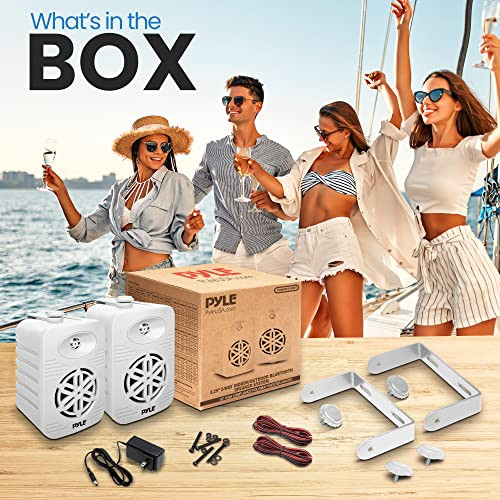 PYLEUSA BLUETOOTH INDOOR OUTDOOR SPEAKERS PAIR - WHITE