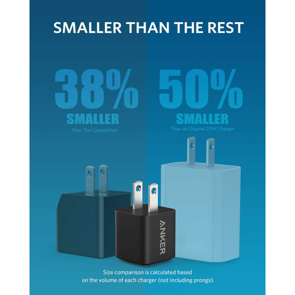 ANKER NANO CHARGER(2 PACK), 20W PIQ 3.0, POWERPORT III USB-C CHARGER - BLACK