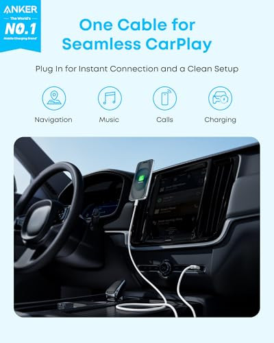ANKER USB A TO USB C CABLE SEAMLESS CARPLAY CONNESCTION A8463 - BLACK