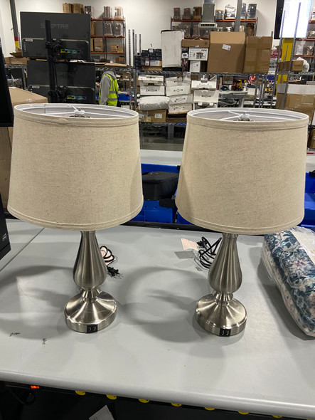 GENERIC MODERN SILVER TABLE LAMPS SET OF 2 22INCH TALL LAMPS LIVING ROOM BEDROOM