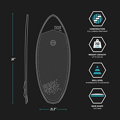 DRIFTSUN FIFTY50 WAKESURF BOARD - 4' 9" SKIM STYLE WAKE SURFBOARD - BLACK
