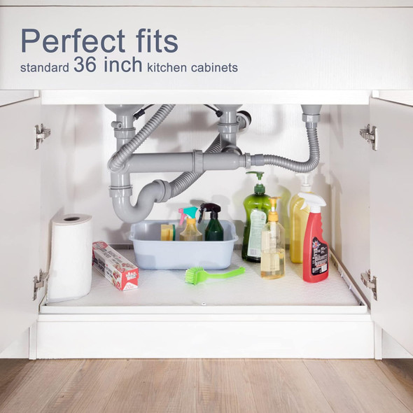 AECHY UNDER SINK LINER, 28" X 22", WITH UNIQUE DRAIN HOLE DESIGN - WHITE