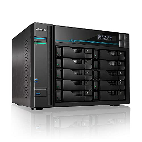 ASUSTOR LOCKERSTOR 10 AS6510T - 10 BAY NAS, 2.1GHZ QUAD-CORE - DARK GRAY