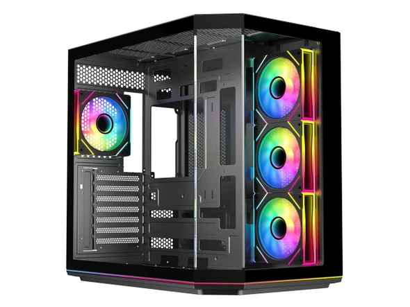 DIYPC ARGB-N3-PRO Black Tempered Glass ATX Gaming Computer Case w/ 3 xTempered