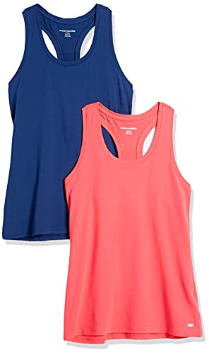 AMAZON ESSENTIALS WOMEN'S ACTIVE TECH STRETCH TANK TOP PACK OF 2 XS - BLUE/PINK New