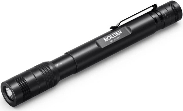 ANKER RECHARGEABLE BOLDER P2 LED PEN FLASHLIGHT, 120 LUMENS, IPX5 - BLACK
