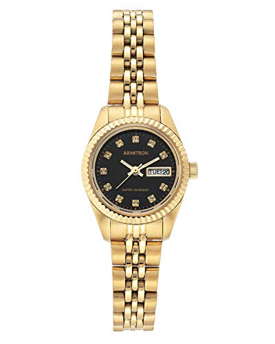 ARMITRON WOMEN'S GENUINE CRYSTAL ACCENTED BRACELET WATCH - GOLD/BLACK