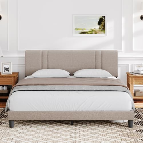 Novilla QUEEN BED FRAME WITH HEADBOARD BED FRAME QUEEN SIZE NO BOX SPRING NEEDED