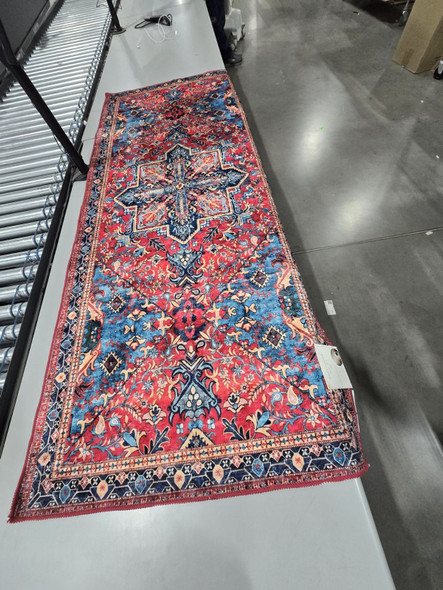 KATHY IRELAND HOME SOFT BRUSHED FLANNEL WASHABLE 30×72 RUNNERS RUG VINTAGE RUBY New