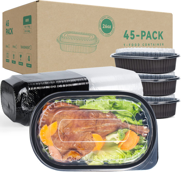 YANGRUI TAKE OUT CONTAINERS SHRINK WRAP 45 PACK 26 OZ REUSABLE MACHINE WASHABLE New