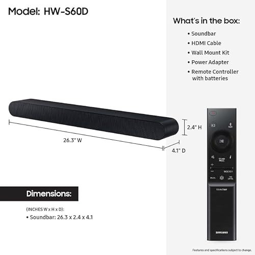 SAMSUNG HW-S60D 5.0 CHANNEL S-SERIES ALL-IN-ONE SOUNDBAR DOLBY ATMOS - BLACK
