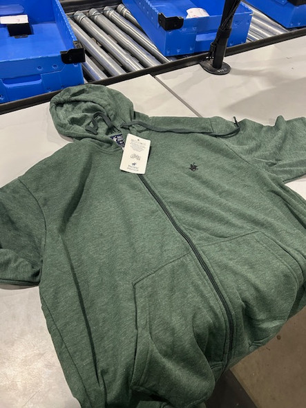 PACIFIC POLO CLUB FLEECE FULL-ZIP HOODIES - SIZE: MEN XL - FOREST GREEN New