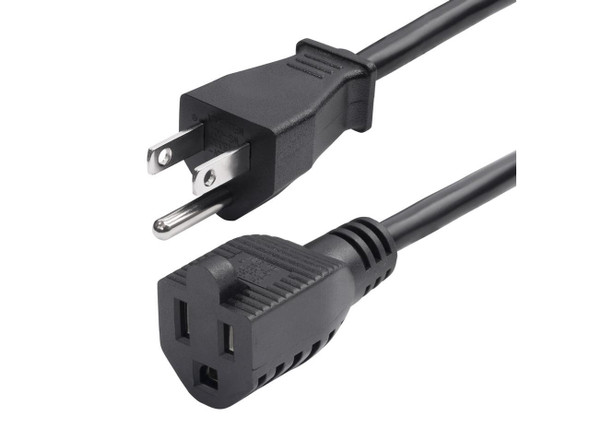 StarTech 10ft 3m Power Extension Cord NEMA 5-15P to NEMA 5-15R AC Power Cable