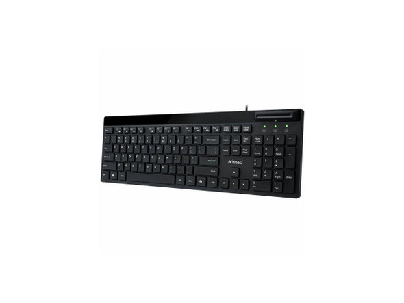 Adesso AKB-140SB Desktop Keyboard with Smart Card Reader - Cable Connectivity -