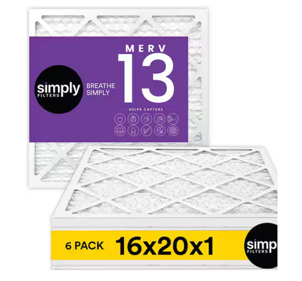 SIMPLY FILTERS 16 IN. X 20 IN. X 1 PLEATED FURNACE AIR FILTER (6-PACK) - WHITE