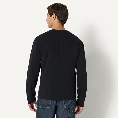 AMAZON ESSENTIALS MEN'S RELAXED-FIT LONG SLEEVE HENLEY BLACK SIZE SMALL New