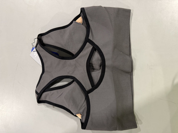 HEATHYOGA HIGH IMPACT SPORTS BRAS WOMEN PADDED SPORTS BRA - LARGE - GRAY/BLK New